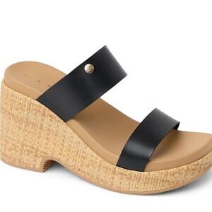 Black Sunset Ibiza Wedge Sandal- Black